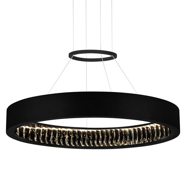 CWI Lighting Rosalina 26-in dia Matte Black Modern Integrated LED Ring-Shaped Chandelier