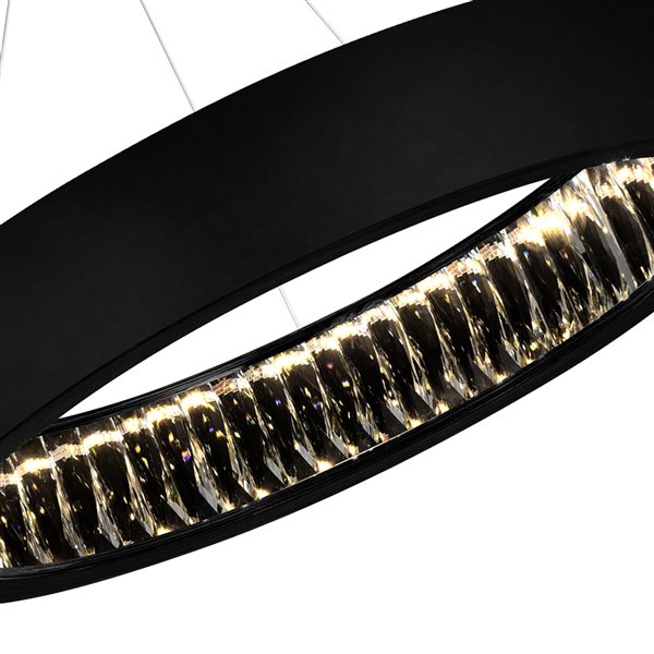 CWI Lighting Rosalina 26-in dia Matte Black Modern Integrated LED Ring-Shaped Chandelier