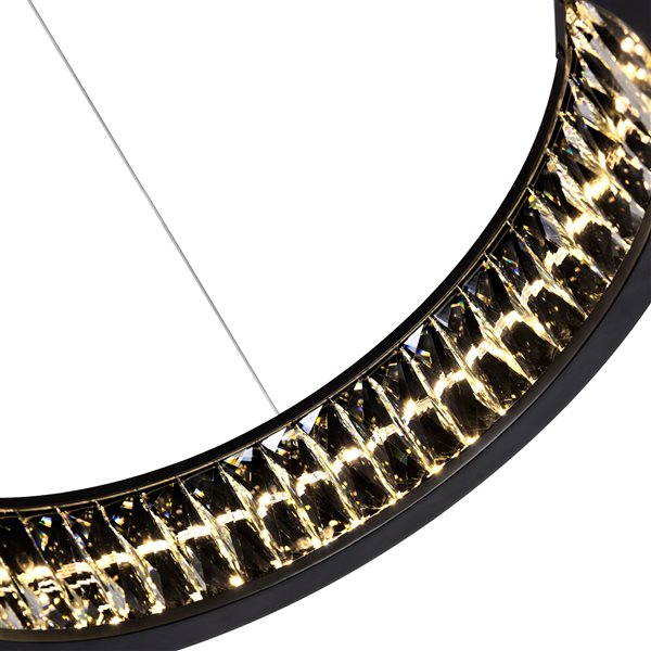 CWI Lighting Rosalina 26-in dia Matte Black Modern Integrated LED Ring-Shaped Chandelier