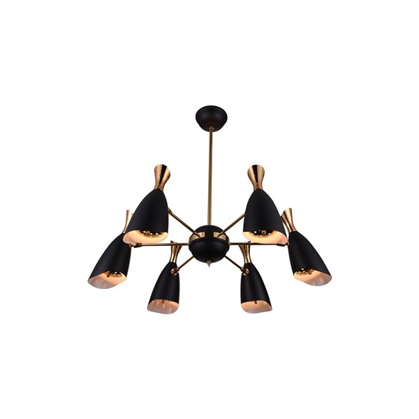 CWI Lighting Rolin 12 Light Down Chandelier - Matte Black and Satin Gold - 43-in