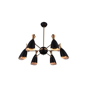 CWI Lighting Rolin 12 Light Down Chandelier - Matte Black and Satin Gold - 43-in