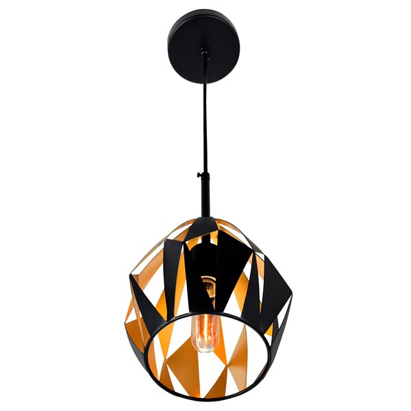 CWI Lighting Oxide 1 Light Down Mini Pendant - Black and Copper Finish  - 8-in