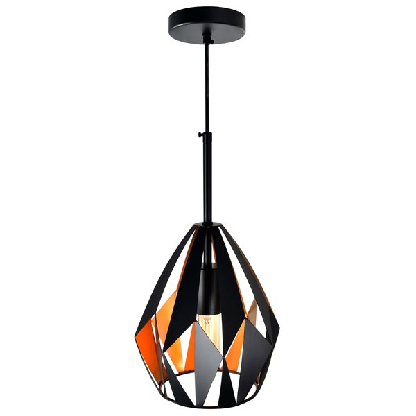 CWI Lighting Oxide 1 Light Down Mini Pendant - Black and Copper Finish  - 8-in