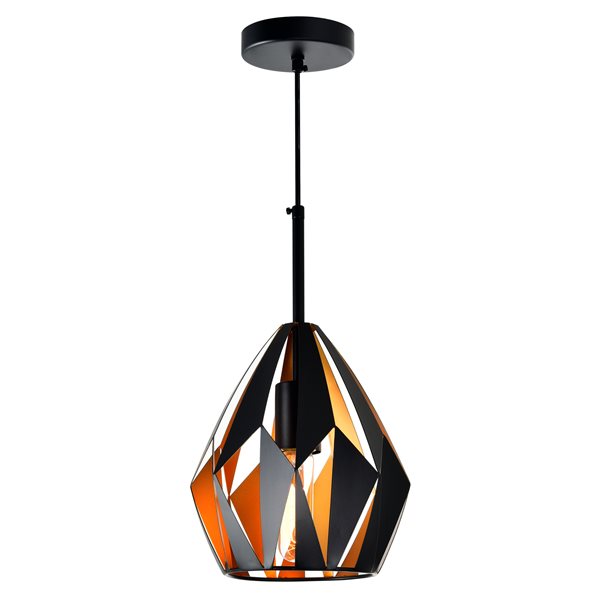 CWI Lighting Oxide 1 Light Down Mini Pendant - Black and Copper Finish  - 8-in