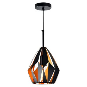 CWI Lighting Oxide 1 Light Down Mini Pendant - Black and Copper Finish  - 8-in