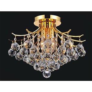 CWI Lighting Princess 4 Light Flush Mount - Gold finish - 16-in x 16-in
