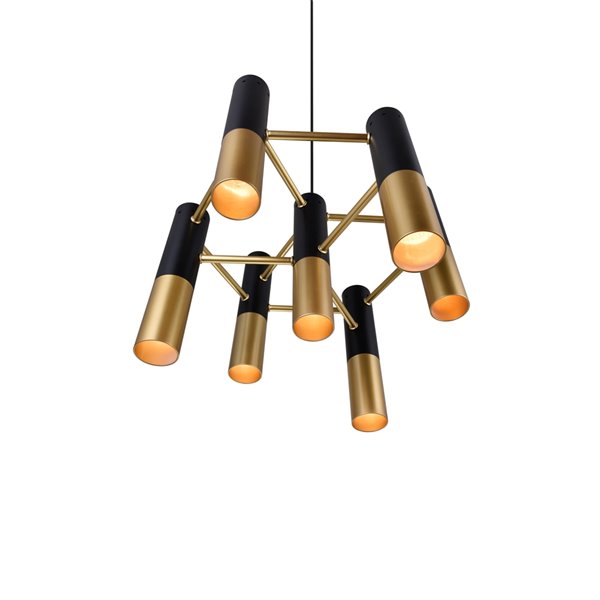 CWI Lighting Anem 7 Light Down Chandelier - Matte Black and Satin Gold - 17-in