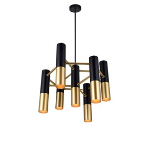 CWI Lighting Anem 7 Light Down Chandelier - Matte Black and Satin Gold - 17-in