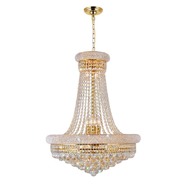 CWI Lighting Empire 17 Light Down Chandelier - Gold finish - 24-in