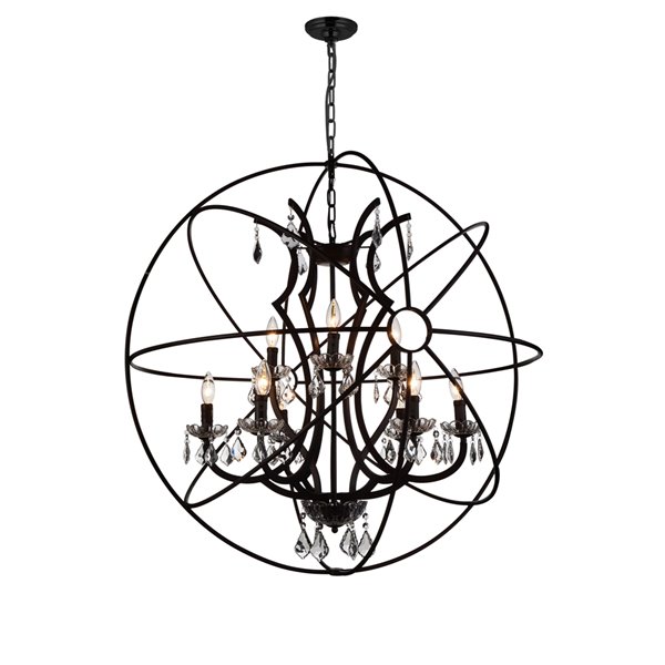 CWI Lighting Campechia 9 Light Up Chandelier - Brown finish - 36-in