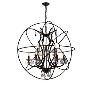 CWI Lighting Campechia 9 Light Up Chandelier - Brown finish - 36-in