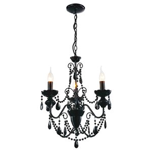 CWI Lighting Keen 3 Light Up Chandelier - Black finish - 16-in