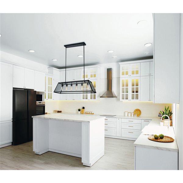 6 Light Down Chandelier with Black finish