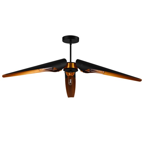 CWI Lighting Amar 3 Light  Chandelier - Matte Black finish - 39-in