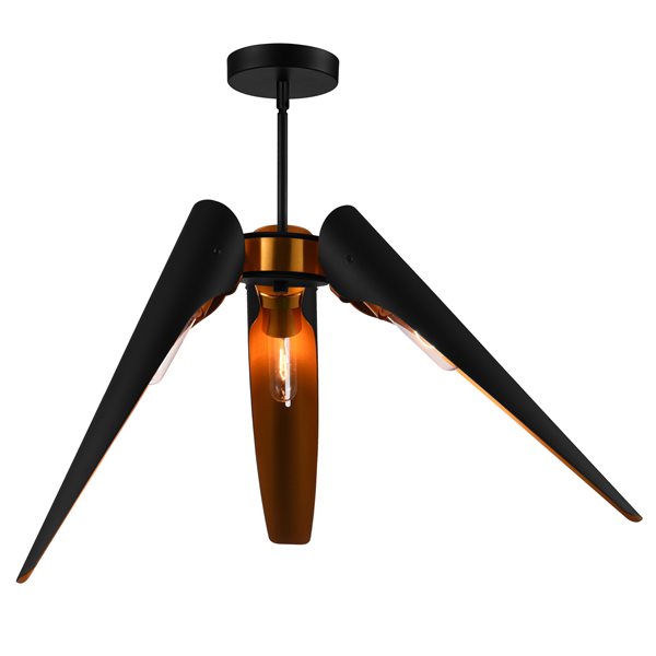 CWI Lighting Amar 3 Light  Chandelier - Matte Black finish - 39-in