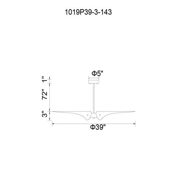 CWI Lighting Amar 3 Light  Chandelier - Matte Black finish - 39-in