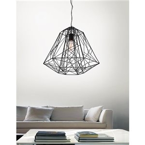 CWI Lighting Bagheera 1 Light Down Pendant - Black finish - 16-in