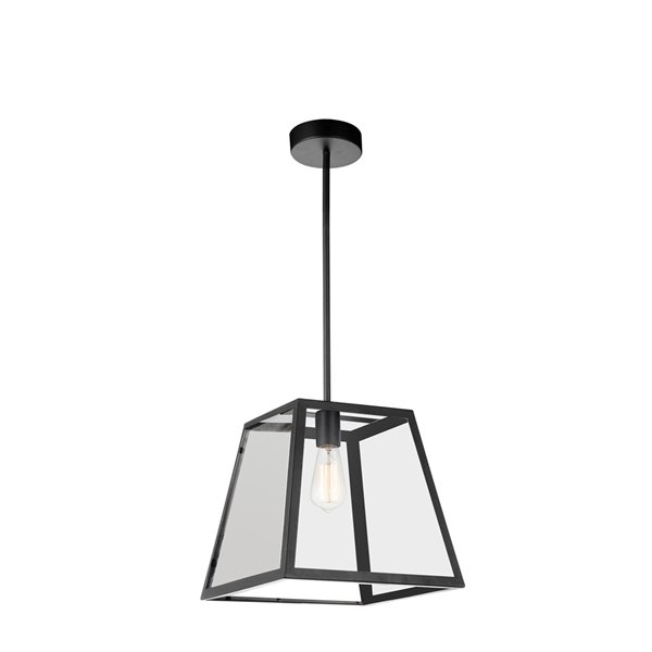 CWI Lighting Alyson 1 Light Down Mini Pendant - Black finish - 12-in