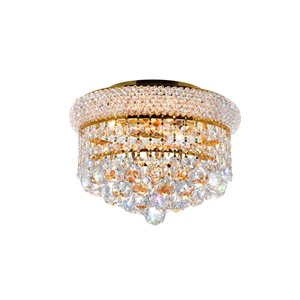 CWI Lighting Empire 3 Light Flush Mount - Gold finish - 10-in x 10-in