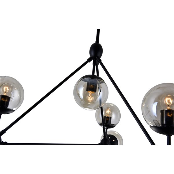 CWI Lighting Glow 10 Light Chandelier - Black finish - 38-in
