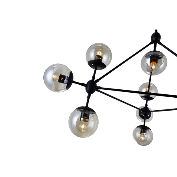CWI Lighting Glow 10 Light Chandelier - Black finish - 38-in