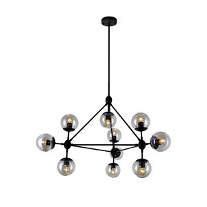 CWI Lighting Glow 10 Light Chandelier - Black finish - 38-in