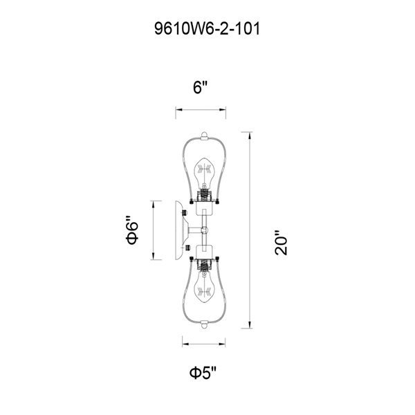 CWI Lighting Tomaso 2 Light Wall Sconce - Black finish - 5-in x 20-in x 6-in