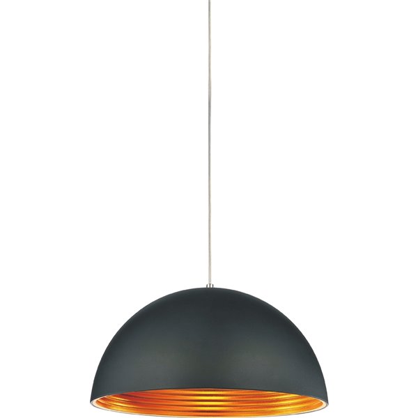 CWI Lighting Modest 1 Light Down Pendant - Black finish - 16-in