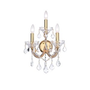CWI Lighting Maria Theresa 3 Light Wall Sconce - Gold - 12-in x 17-in x 10-in