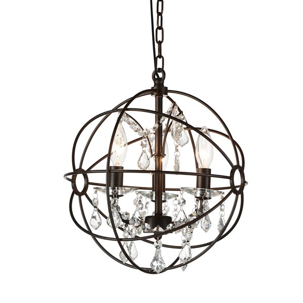 CWI Lighting Campechia 3 Light Up Mini Chandelier - Brown finish - 13-in