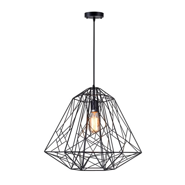 CWI Lighting Bagheera 1 Light Down Pendant - Black finish - 20-in