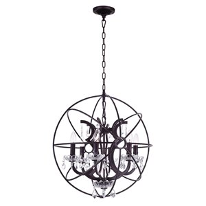 CWI Lighting Campechia 6 Light Up Chandelier - Brown finish - 22-in