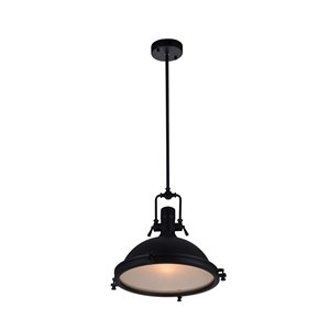 CWI Lighting Show 1 Light Down Pendant - Black finish - 16-in