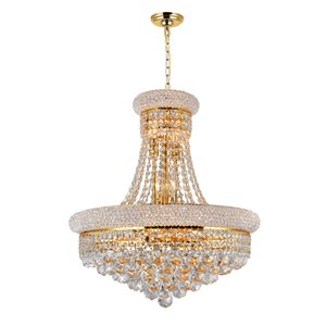 CWI Lighting Empire 14 Light Down Chandelier - Gold finish - 20-in