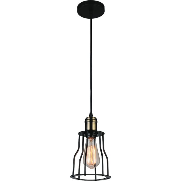 CWI Lighting Graham 1 Light Down Mini Pendant - Black finish - 6-in