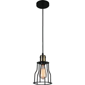 CWI Lighting Graham 1 Light Down Mini Pendant - Black finish - 6-in