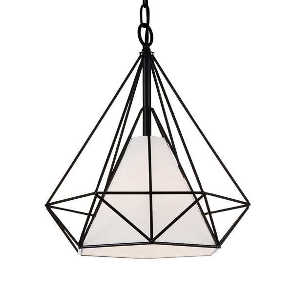 CWI Lighting Diamond 1 Light Down Pendant - Black finish - 18-in