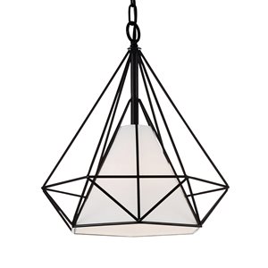 CWI Lighting Diamond 1 Light Down Pendant - Black finish - 18-in