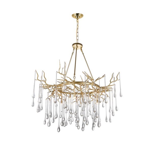 CWI Lighting Anita 43-In 12 Light Chandelier Gold Leaf Finish