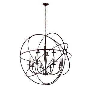 CWI Lighting Arza 12 Light Up Chandelier - Brown finish - 40-in