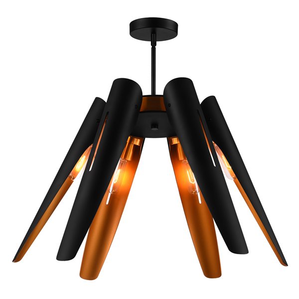 CWI Lighting Amar 43-in W Matte Black Metal 6-Light Transitional Chandelier