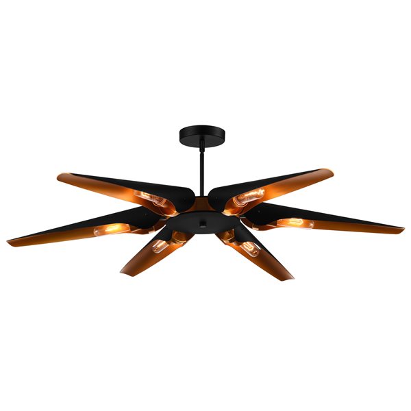 CWI Lighting Amar 43-in W Matte Black Metal 6-Light Transitional Chandelier