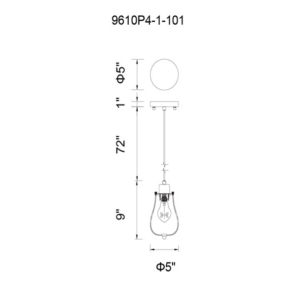 CWI Lighting Tomaso 1 Light Down Mini Pendant - Black finish - 5-in