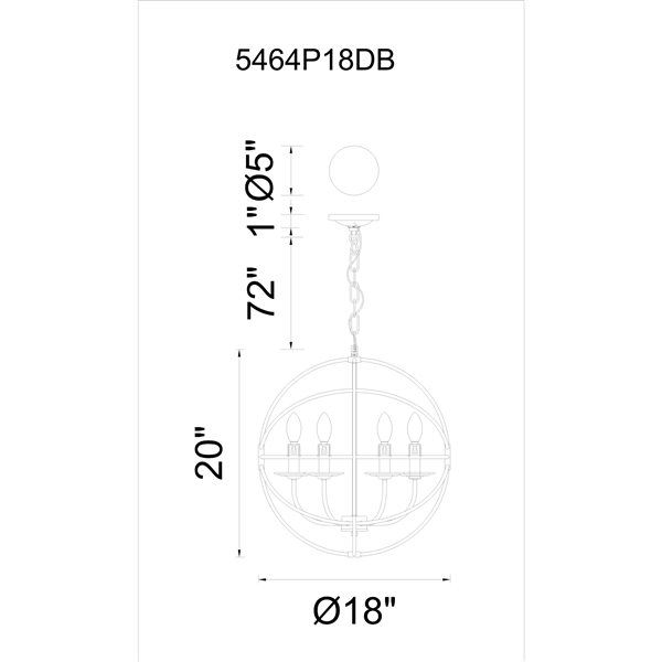 CWI Lighting Arza 6 Light Up Chandelier - Brown finish - 18-in