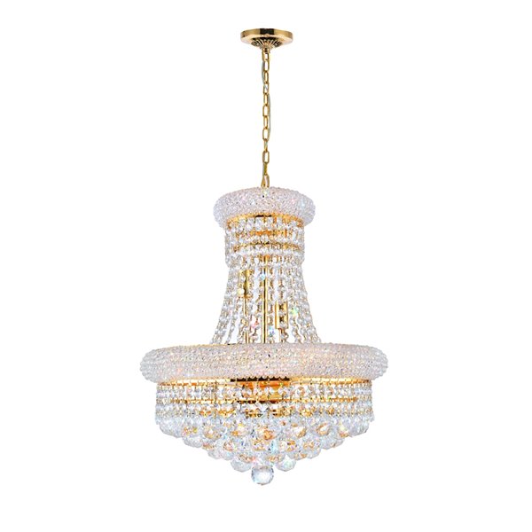 CWI Lighting  Empire 8 Light Down Chandelier - Gold finish - 18-in