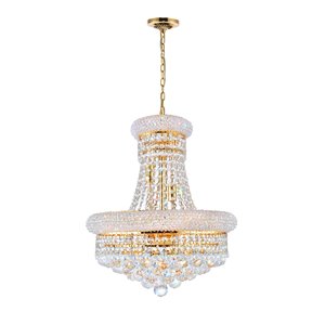 CWI Lighting  Empire 8 Light Down Chandelier - Gold finish - 18-in