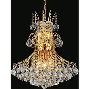 CWI Lighting Princess 10 Light Down Chandelier - Gold finish - 24-in