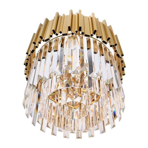CWI Lighting Deco 16-in dia Gold Metal/Crystal 4-Light Modern Down Chandelier