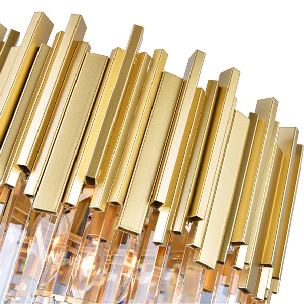 CWI Lighting Deco 16-in dia Gold Metal/Crystal 4-Light Modern Down Chandelier