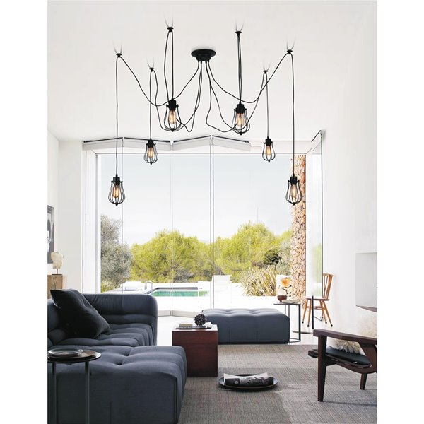 CWI Lighting Tomaso 6 Light Multi Light Pendant - Black finish - 28-in